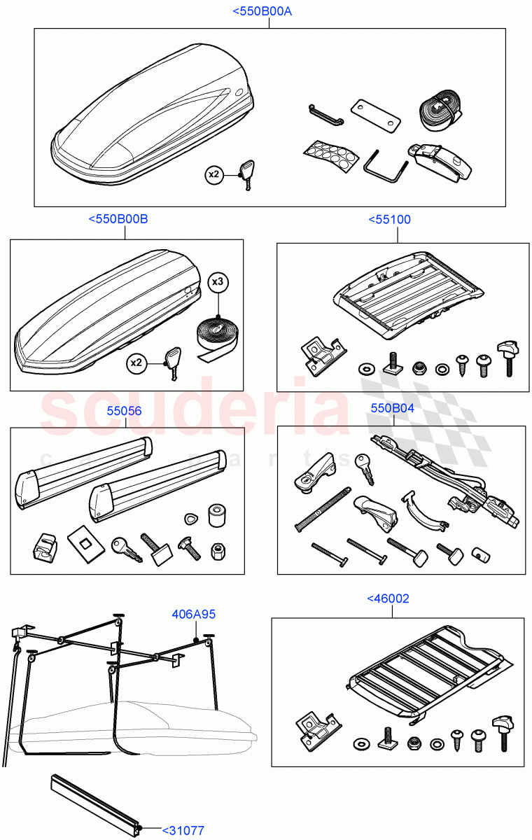 Carriers & Boxes(Solihull Plant Build, Nitra Plant Build) of Land Rover Land Rover Discovery 5 (2017+) [2.0 Turbo Petrol AJ200P]