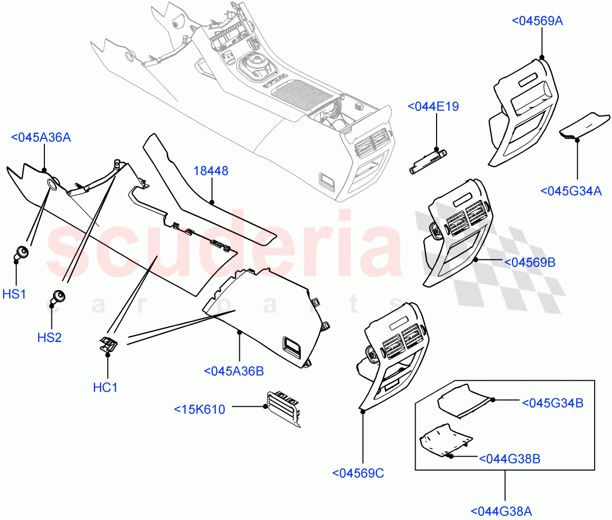 Console - Floor(External Components)(Itatiaia (Brazil))((V)FROMGT000001) of Land Rover Land Rover Range Rover Evoque (2012-2018) [2.0 Turbo Petrol AJ200P]