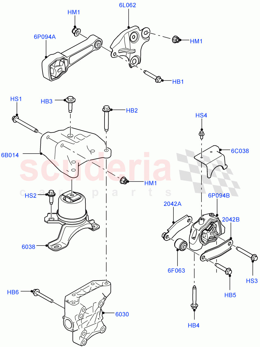 Engine Mounting(2.0L I4 DSL MID DOHC AJ200,Halewood (UK),2.0L I4 DSL HIGH DOHC AJ200)((V)FROMGH000001) of Land Rover Land Rover Discovery Sport (2015+) [2.2 Single Turbo Diesel]