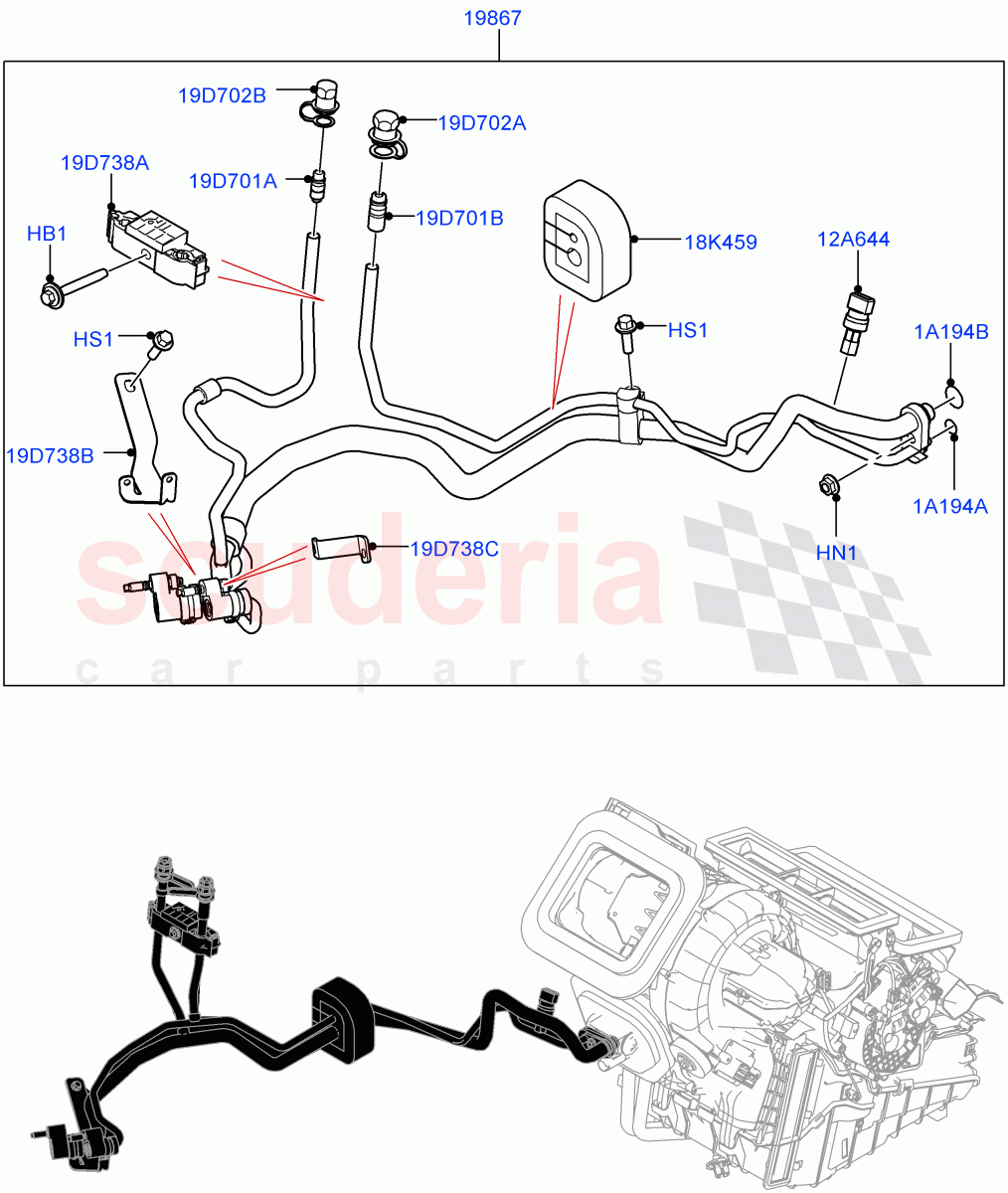 Air Conditioning System(Itatiaia (Brazil),A/C HF01234YF w/Intrnl Heat Exchng,Less Electric Engine Battery,Electric Engine Battery-MHEV,Air Con Refrigerant-HF01234YF) of Land Rover Land Rover Range Rover Evoque (2019+) [2.0 Turbo Diesel AJ21D4]