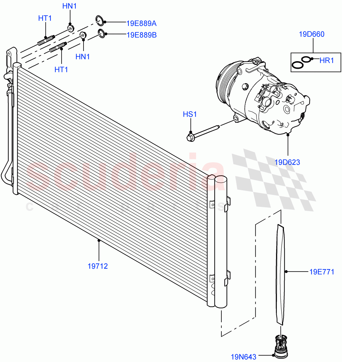 Air Conditioning Condensr/Compressr (2.0L I4 High DOHC AJ200 Petrol, Changsu (China), 2.0L I4 Mid DOHC AJ200 Petrol) ((V) FROMHG161788) of Land Rover Land Rover Range Rover Evoque (2012-2018) [2.2 Single Turbo Diesel]