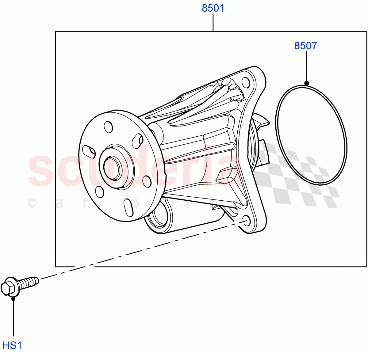Water Pump (Main Unit) (3.0L 24V DOHC V6 TC Diesel, 3.0L 24V V6 Turbo Diesel Std Flow, 3.0 V6 Diesel Electric Hybrid Eng) ((V) FROMAA000001) of Land Rover Land Rover Range Rover Sport (2010-2013) [3.0 Diesel 24V DOHC TC]