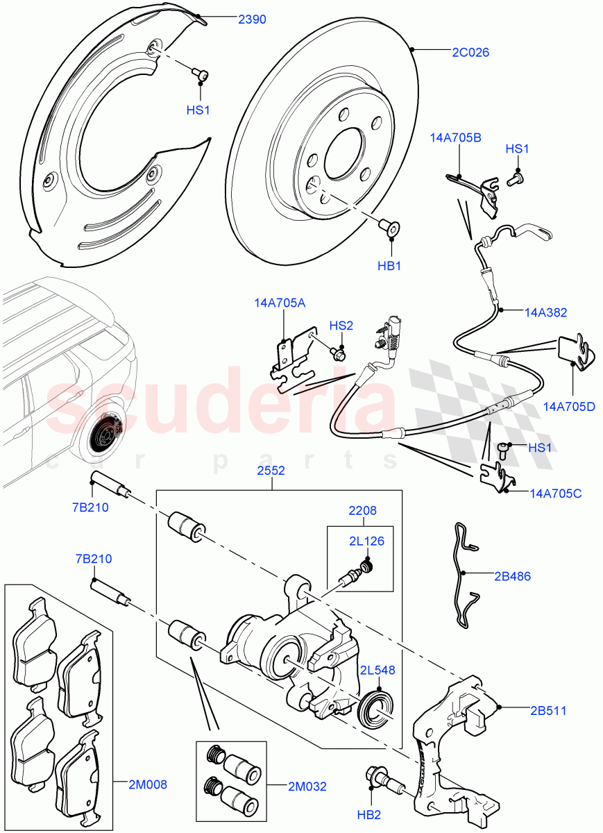 Rear Brake Discs And Calipers(Changsu (China))((V)FROMFG000001) of Land Rover Land Rover Discovery Sport (2015+) [2.0 Turbo Petrol AJ200P]