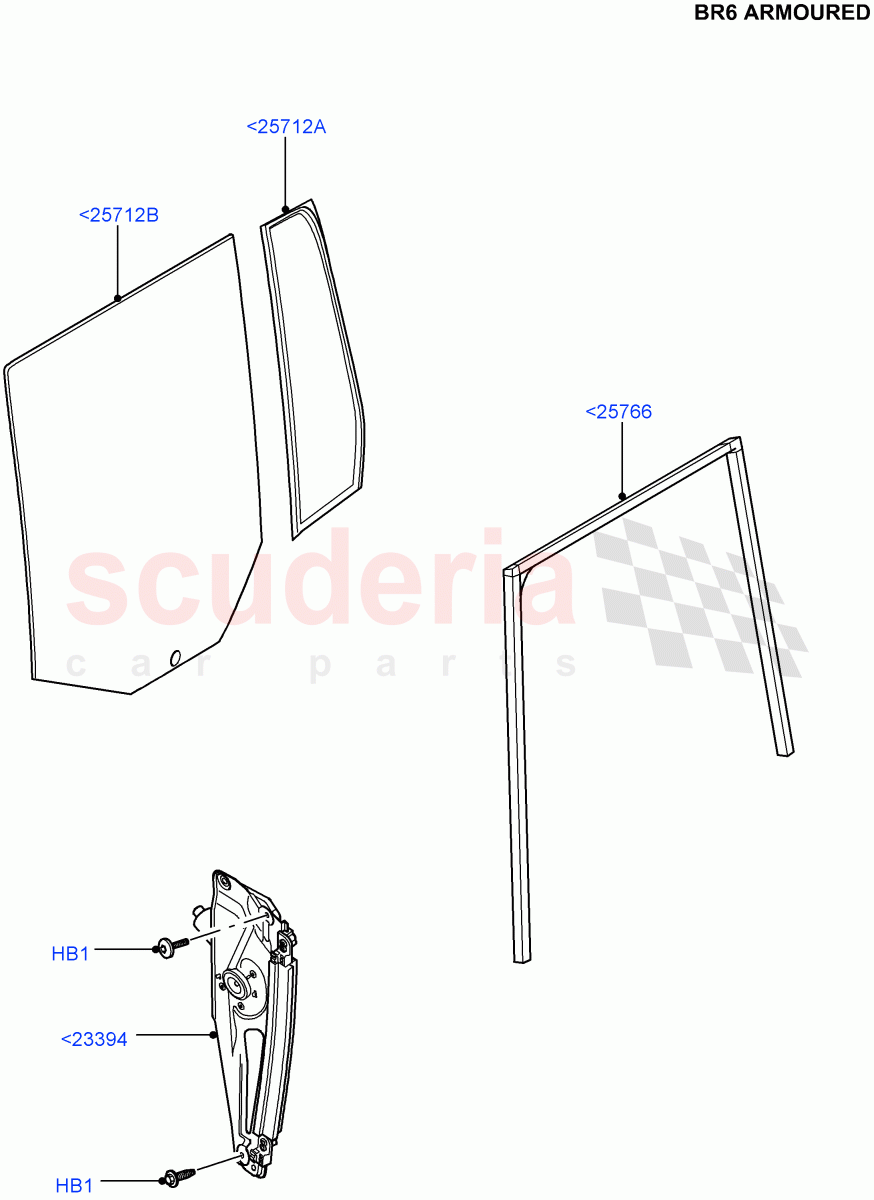 Rear Door Glass And Window Controls(With B6 Level Armouring)((V)FROMAA000001) of Land Rover Land Rover Range Rover (2010-2012) [5.0 OHC SGDI SC V8 Petrol]