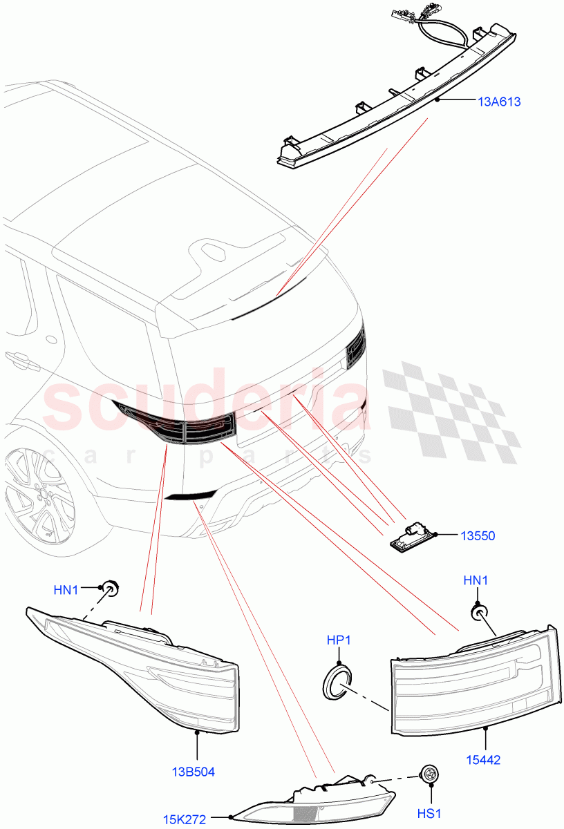 Rear Lamps(Nitra Plant Build)((V)FROMK2000001) of Land Rover Land Rover Discovery 5 (2017+) [3.0 I6 Turbo Diesel AJ20D6]