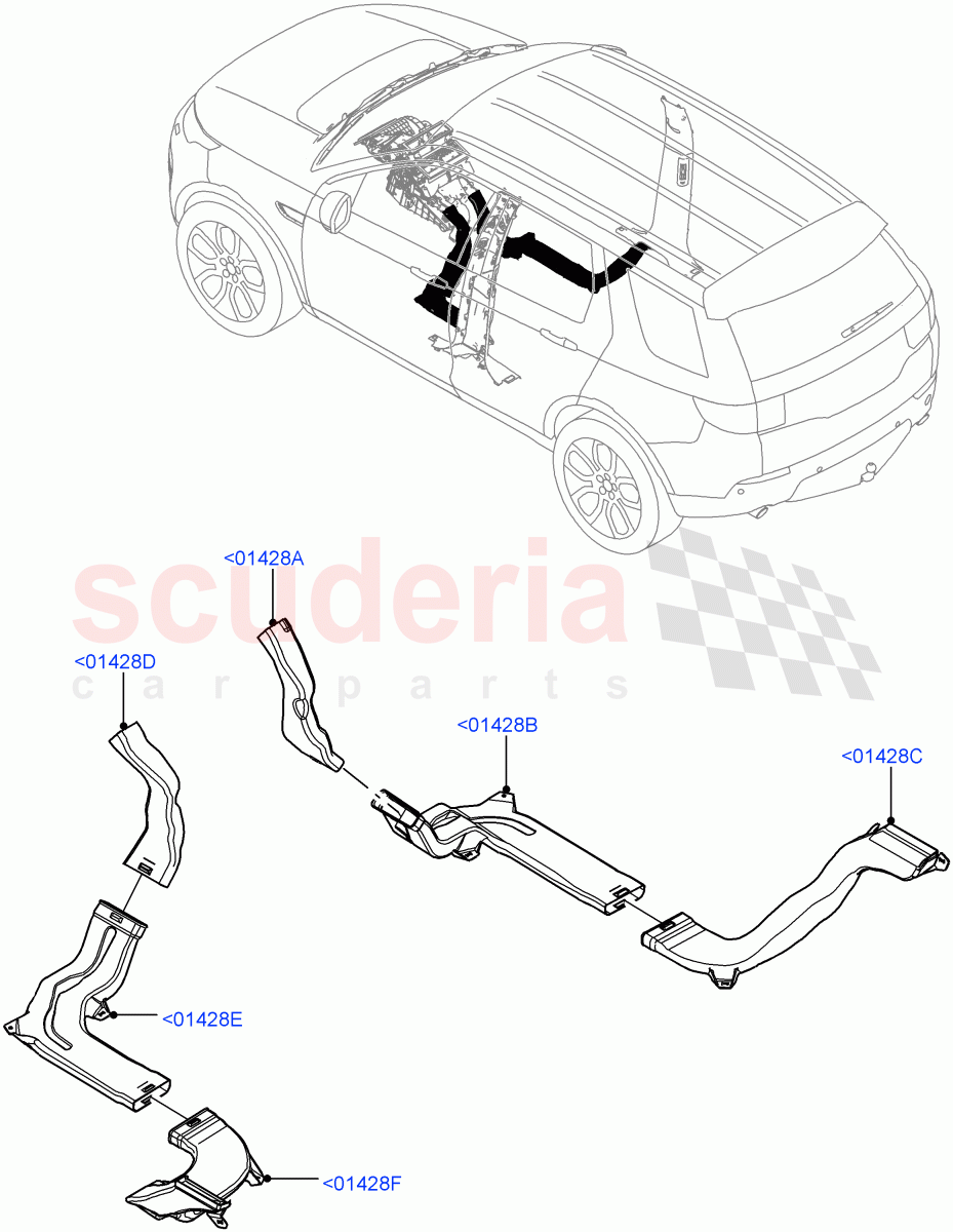Air Vents, Louvres And Ducts (Internal Components) (Changsu (China), With Rear Duct / B-Pillar) ((V) FROMFG000001) of Land Rover Land Rover Discovery Sport (2015+) [2.0 Turbo Petrol GTDI]