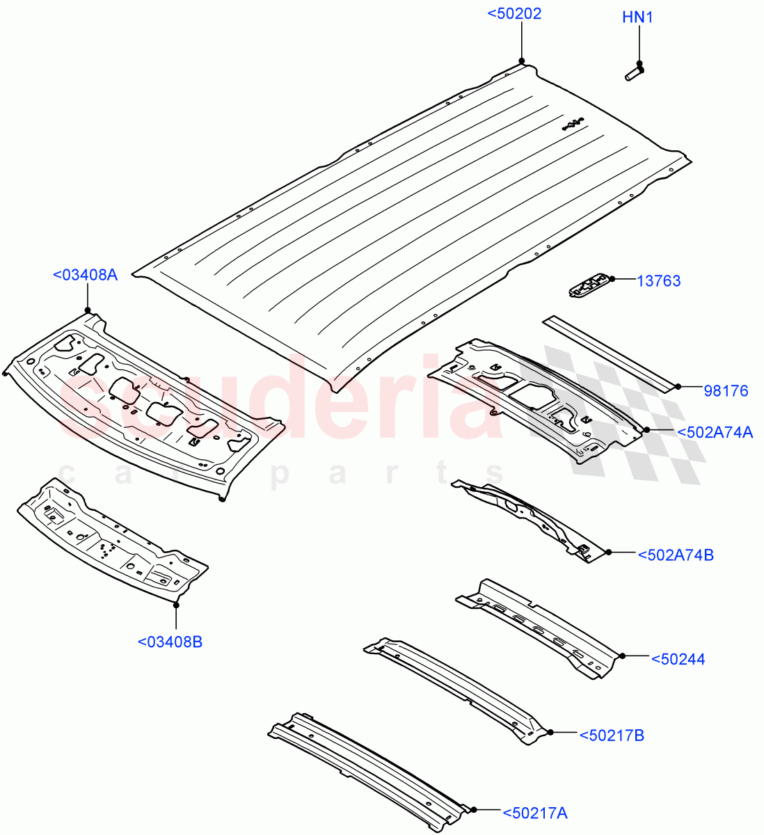 Roof - Sheet Metal (Standard Wheelbase, Less Panorama Roof) of Land Rover Land Rover Defender (2020+) [3.0 I6 Turbo Petrol AJ20P6]