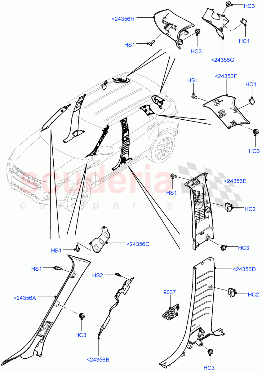 Side Trim(Front And Rear)(5 Door,Itatiaia (Brazil))((V)FROMGT000001) of Land Rover Land Rover Range Rover Evoque (2012-2018) [2.0 Turbo Petrol AJ200P]