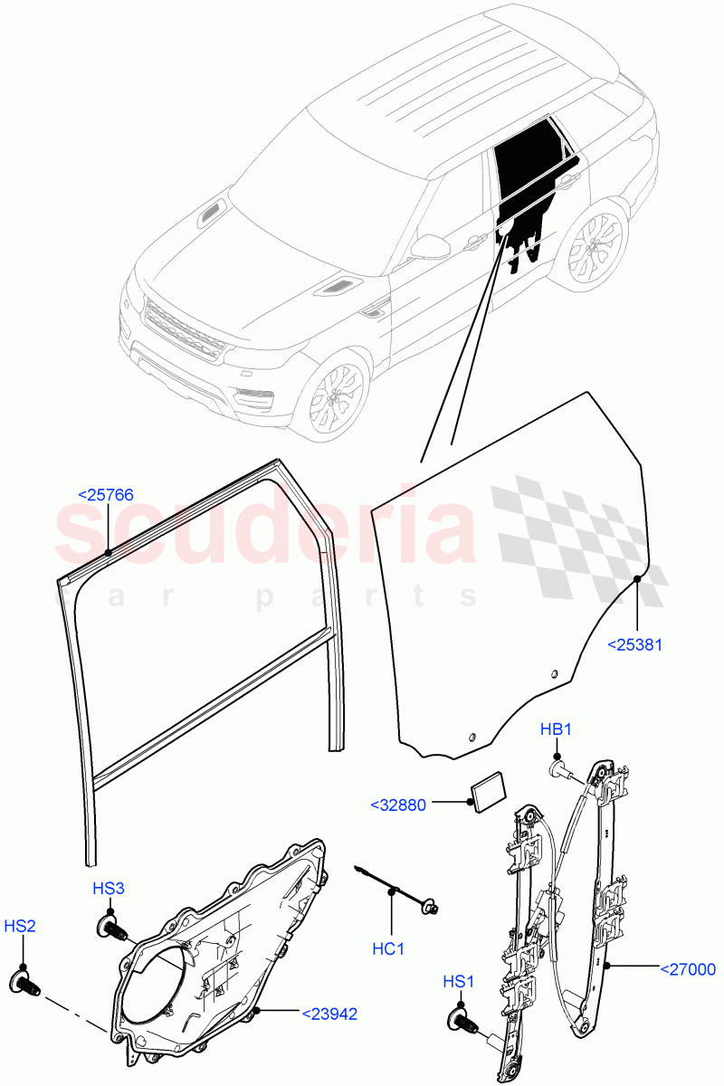 Rear Door Glass And Window Controls of Land Rover Land Rover Range Rover Sport (2014+) [3.0 Diesel 24V DOHC TC]