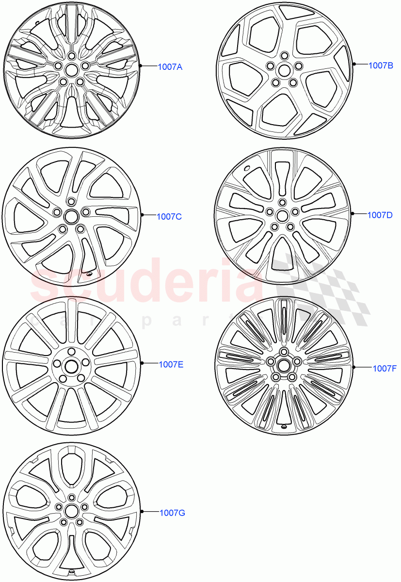 Wheels (Version - Core, Non SVR) ((V) FROMJA000001) of Land Rover Land Rover Range Rover Sport (2014+) [5.0 OHC SGDI SC V8 Petrol]