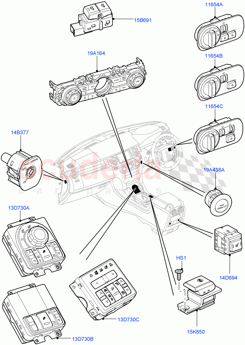 Switches(Facia And Console)((V)FROMAA000001) of Land Rover Land Rover Discovery 4 (2010-2016) [3.0 Diesel 24V DOHC TC]