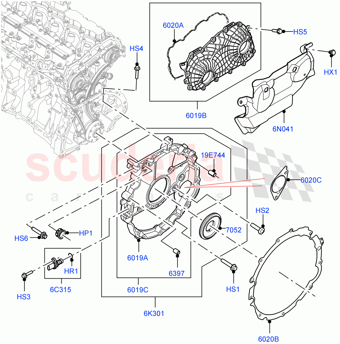 Timing Gear Covers (Nitra Plant Build) (3.0L AJ20P6 Petrol High) ((V) FROML2000001) of Land Rover Land Rover Defender (2020+) [3.0 I6 Turbo Petrol AJ20P6]