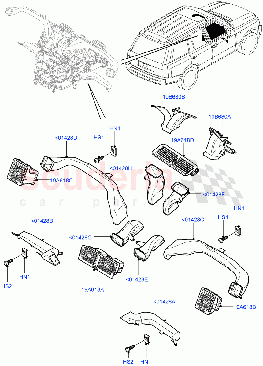 Air Vents, Louvres And Ducts (Instument Panel) ((V) FROMAA000001) of Land Rover Land Rover Range Rover (2010-2012) [3.6 V8 32V DOHC EFI Diesel]