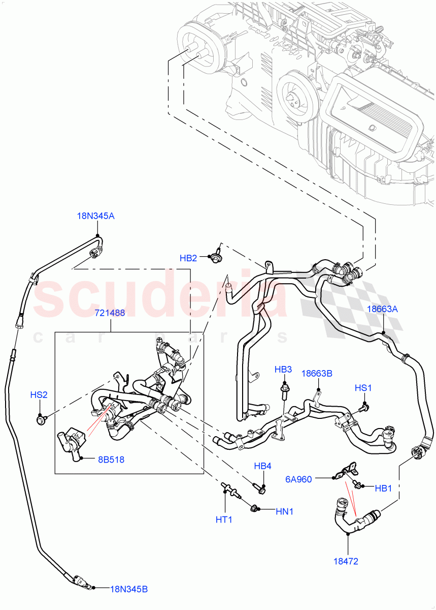 Heater Hoses (Nitra Plant Build) (2.0L I4 High DOHC AJ200 Petrol, With Ptc Heater, Premium Air Conditioning-Front/Rear, Less Heater) ((V) FROMK2000001) of Land Rover Land Rover Discovery 5 (2017+) [3.0 Diesel 24V DOHC TC]