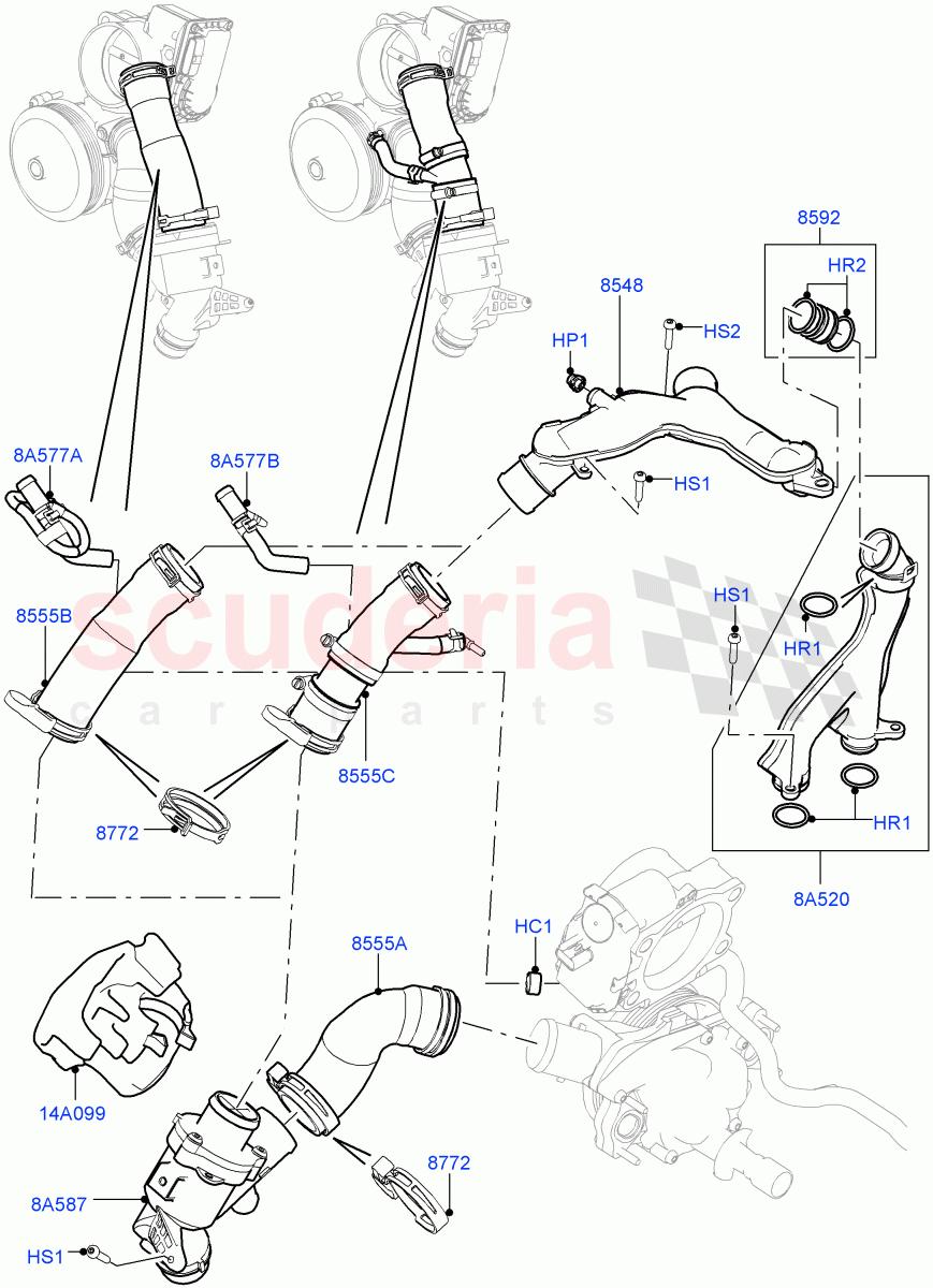 Thermostat/Housing & Related Parts (5.0L OHC SGDI SC V8 Petrol - AJ133) ((V) TOFA999999) of Land Rover Land Rover Range Rover Sport (2014+) [5.0 OHC SGDI SC V8 Petrol]