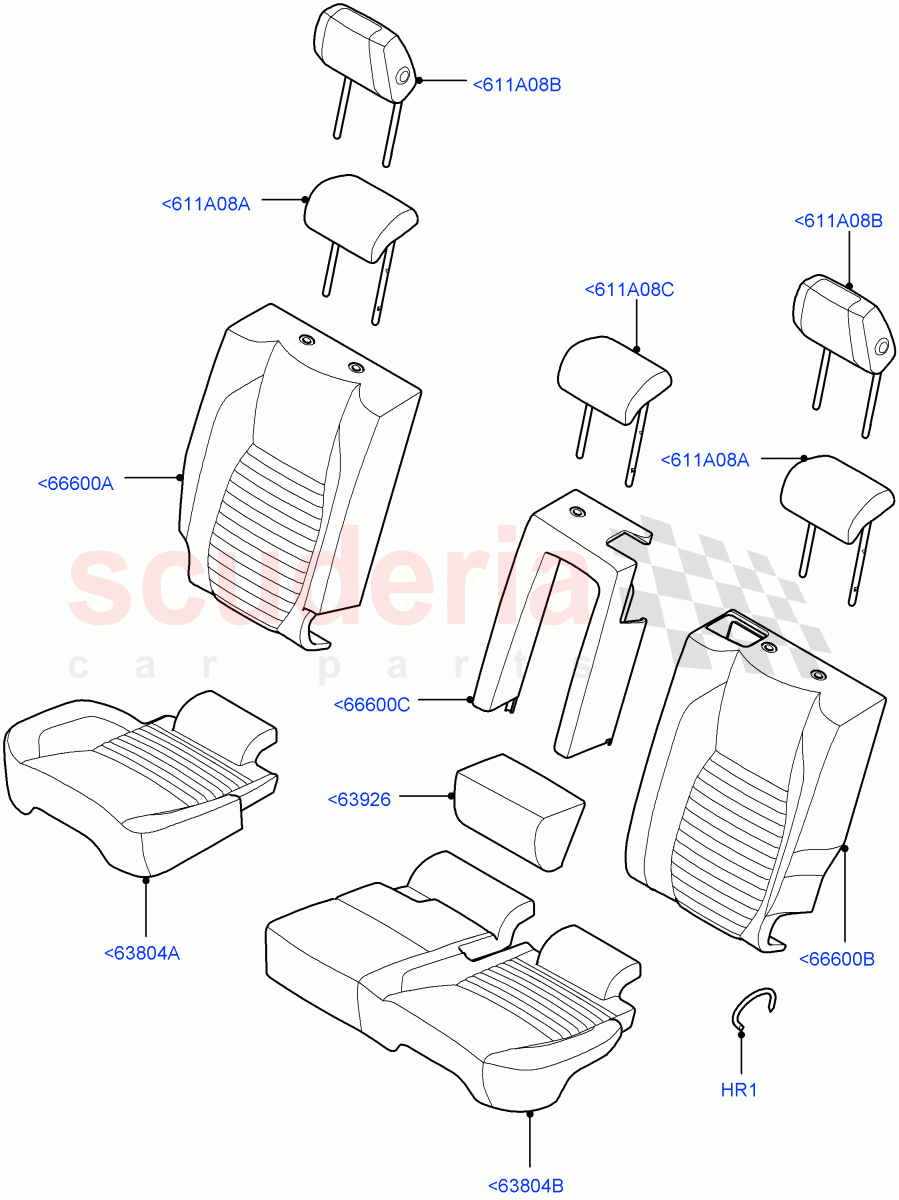 Rear Seat Covers(Windsor Leather,Halewood (UK),With 60/40 Manual Fold Thru Rr Seat)((V)FROMLH000001) of Land Rover Land Rover Discovery Sport (2015+) [2.0 Turbo Petrol AJ200P]