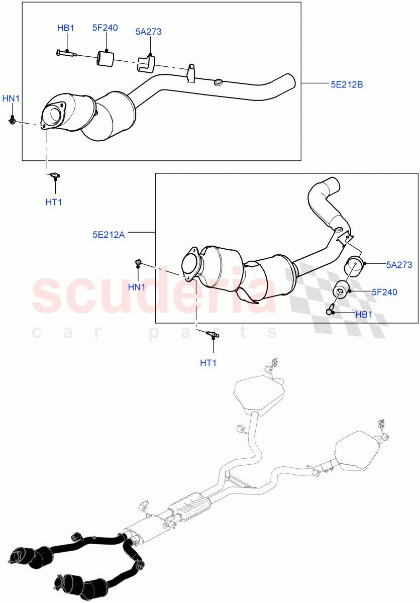 Front Exhaust System (Nitra Plant Build) (3.0L DOHC GDI SC V6 PETROL, EU6 Emissions, SULEV Requirements, EU2, Proconve L6 Emissions) ((V) FROMK2000001) of Land Rover Land Rover Discovery 5 (2017+) [3.0 DOHC GDI SC V6 Petrol]