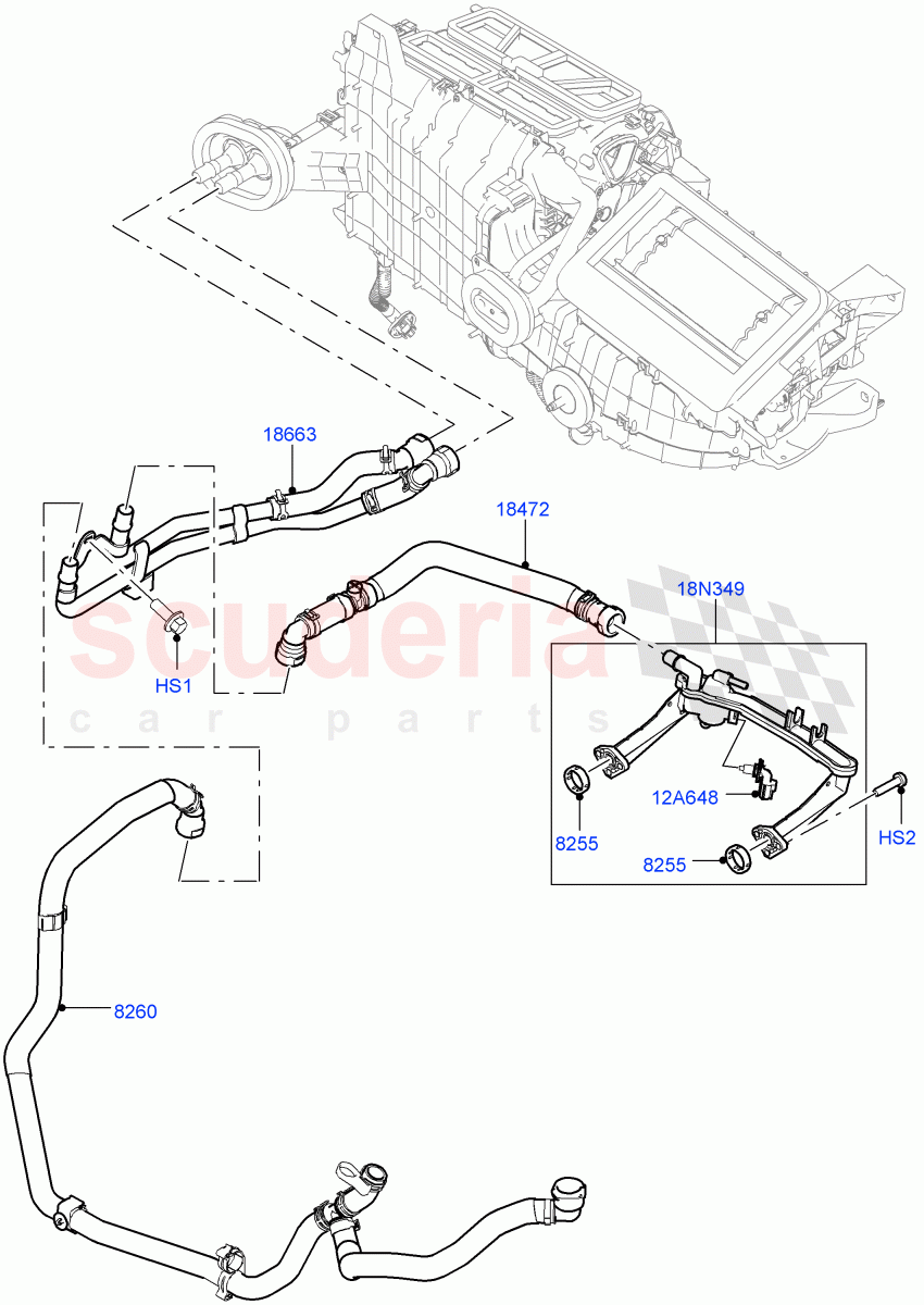 Heater Hoses (3.0L DOHC GDI SC V6 PETROL, Less Heater, With Ptc Heater, 5.0L P AJ133 DOHC CDA S/C Enhanced) of Land Rover Land Rover Range Rover Velar (2017+) [5.0 OHC SGDI SC V8 Petrol]