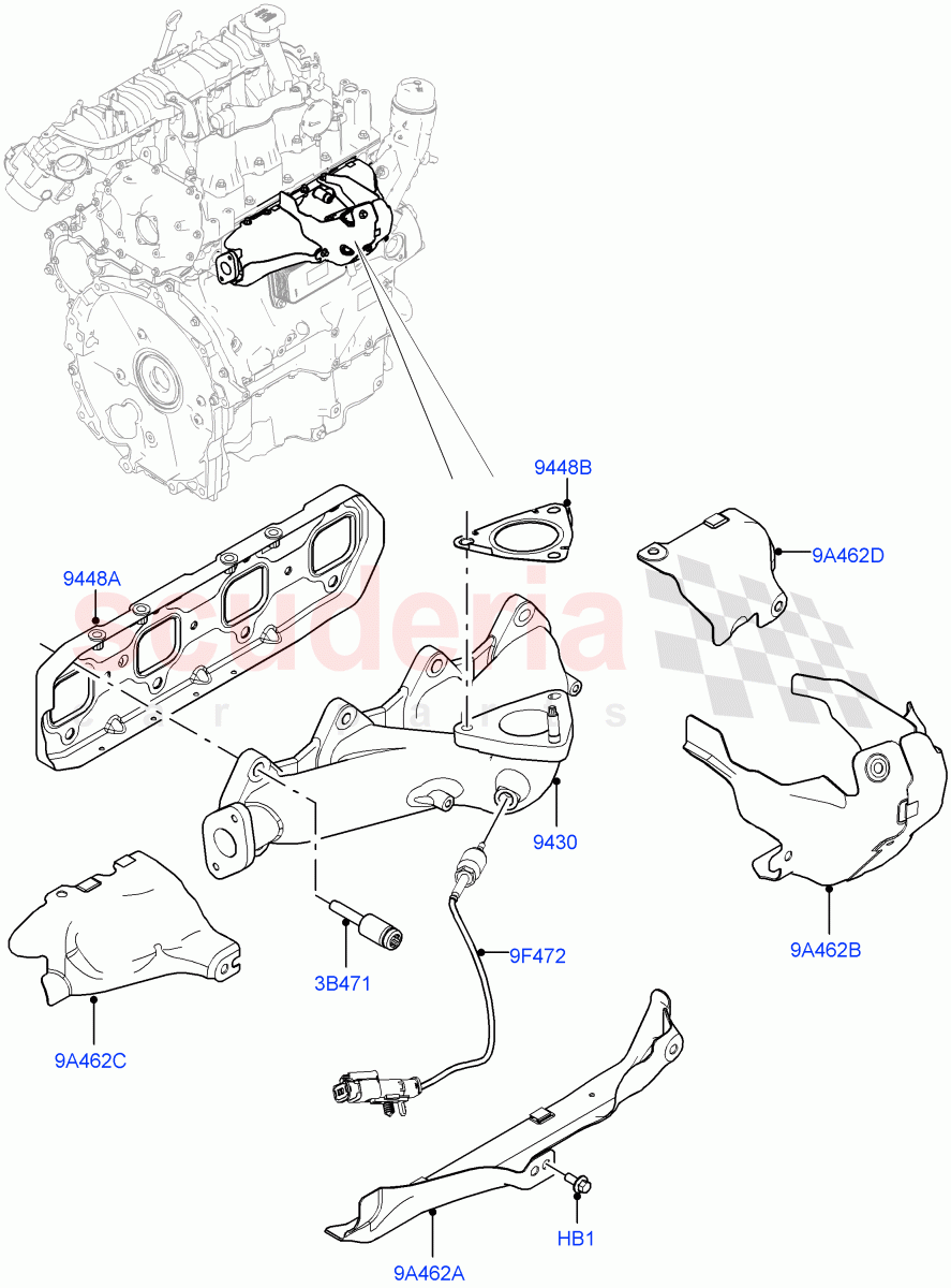 Exhaust Manifold (2.0L I4 DSL MID DOHC AJ200, Halewood (UK)) of Land Rover Land Rover Discovery Sport (2015+) [2.0 Turbo Diesel]