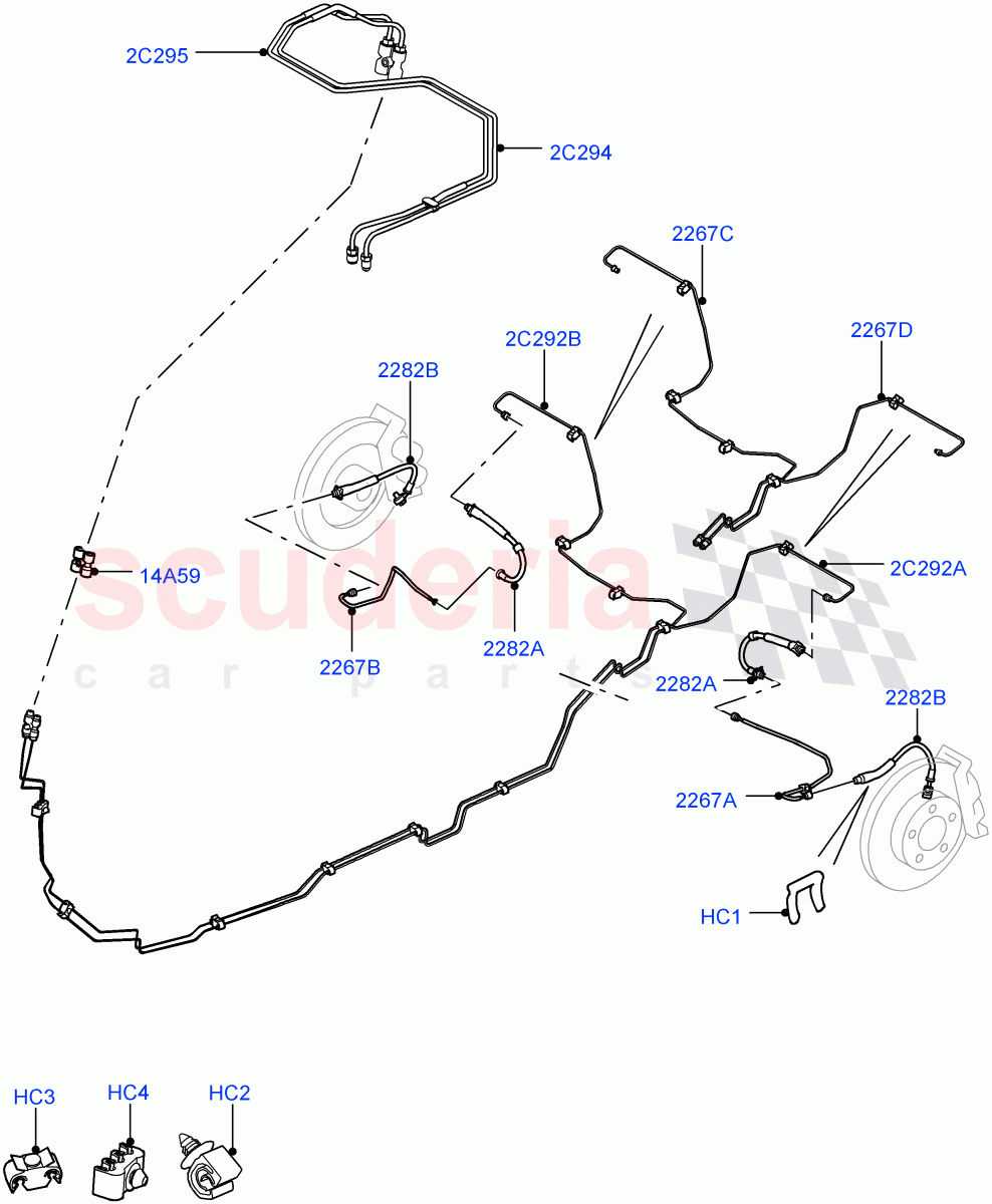Rear Brake Pipes (LHD) ((V) FROMAA000001) of Land Rover Land Rover Range Rover Sport (2010-2013) [5.0 OHC SGDI SC V8 Petrol]