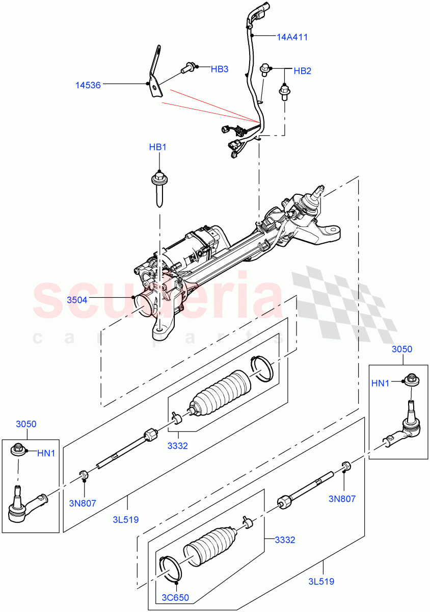 Steering Gear (Solihull Plant Build) ((V) FROMHA000001) of Land Rover Land Rover Discovery 5 (2017+) [2.0 Turbo Petrol AJ200P]