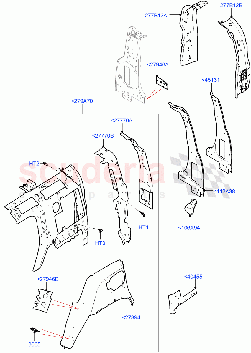 Side Panels - Inner(Middle - Rear, Inner - Rear)(Standard Wheelbase) of Land Rover Land Rover Defender (2020+) [3.0 I6 Turbo Diesel AJ20D6]