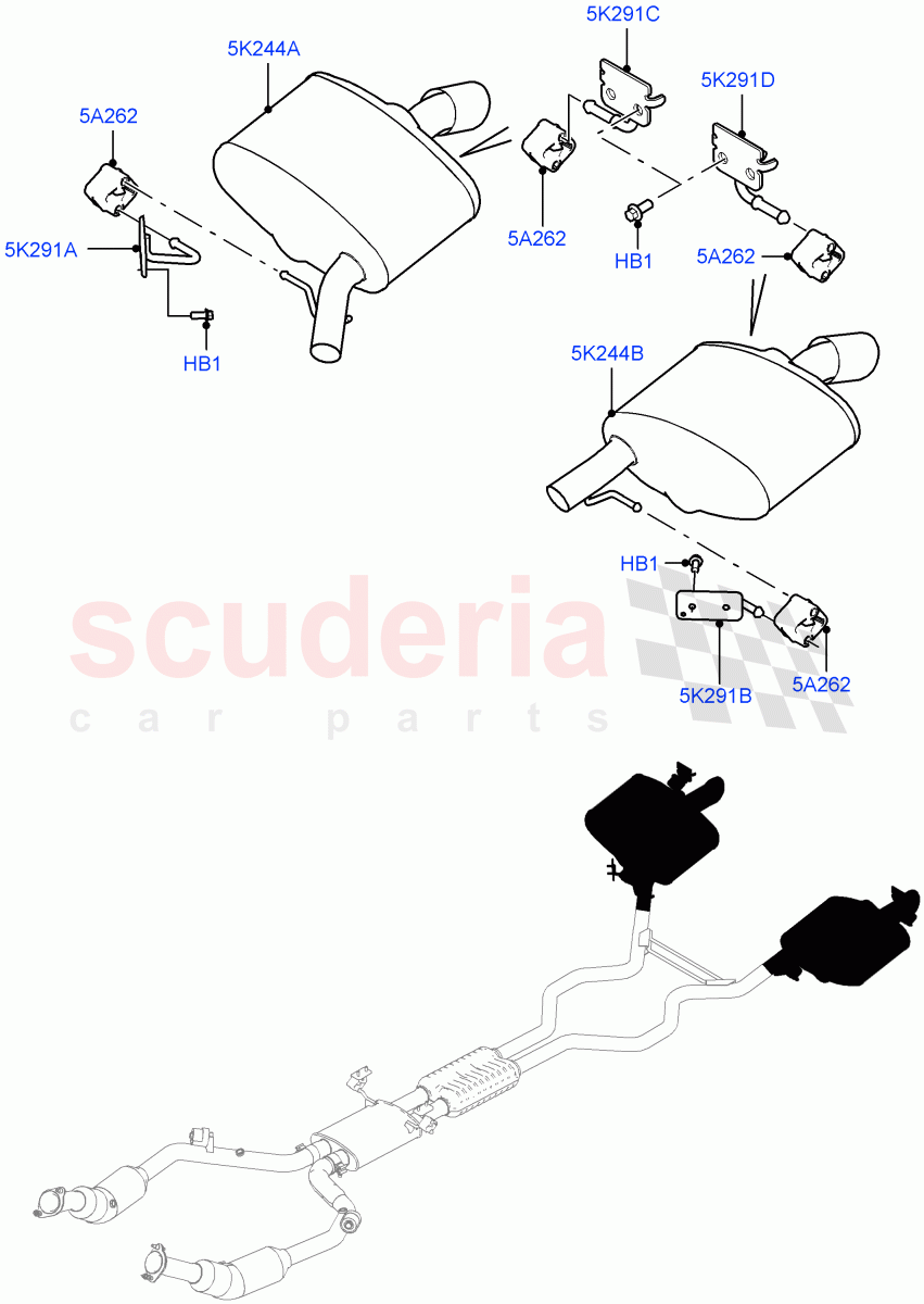Exhaust System (Rear Section) (3.0L DOHC GDI SC V6 PETROL) ((V) FROMEA309010, (V) TOHA999999) of Land Rover Land Rover Range Rover Sport (2014+) [3.0 DOHC GDI SC V6 Petrol]