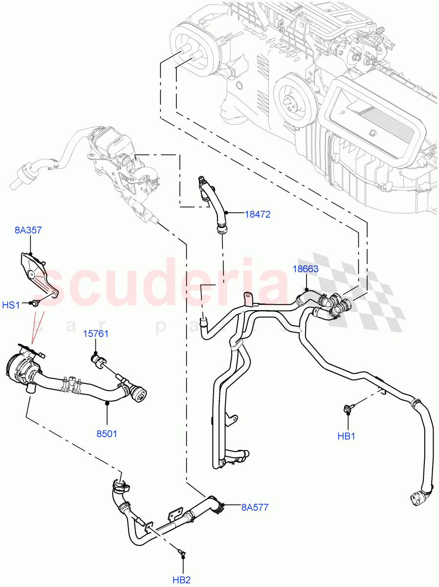 Heater Hoses(Front)(3.0L AJ20D6 Diesel High,With Fuel Fired Heater,Premium Air Conditioning-Front/Rear)((V)FROMLA000001) of Land Rover Land Rover Range Rover Sport (2014+) [3.0 I6 Turbo Diesel AJ20D6]