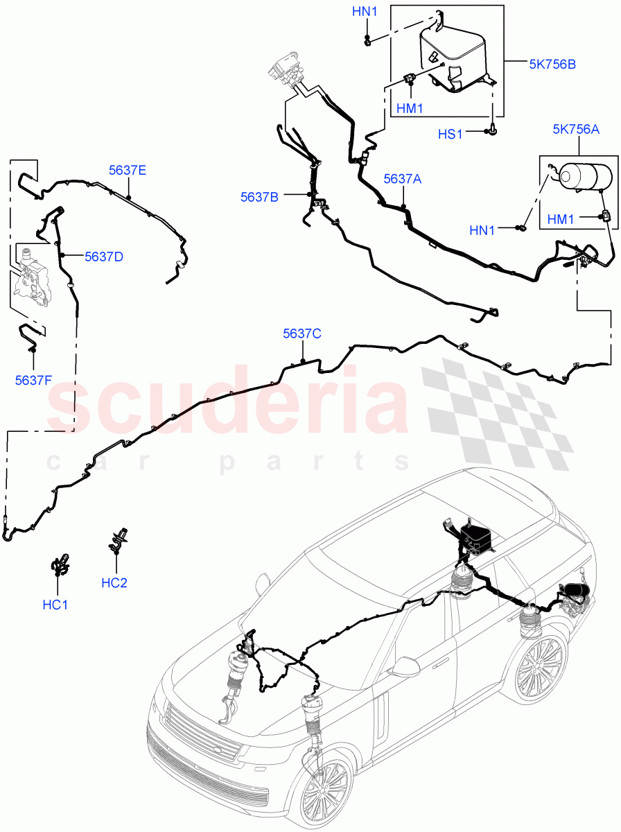 Air Suspension Compressor And Lines(Air Suspension Lines) of Land Rover Land Rover Range Rover (2022+) [3.0 I6 Turbo Petrol AJ20P6]