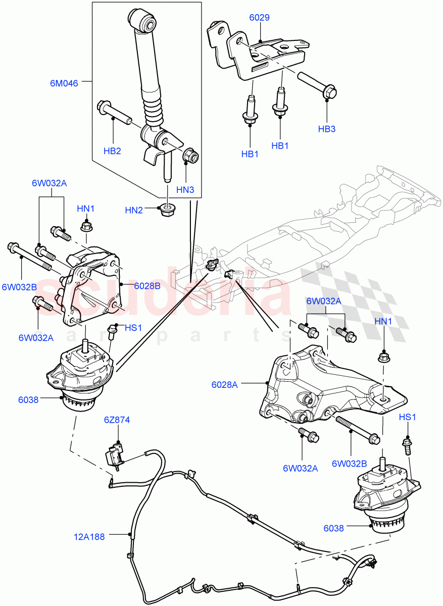 Engine Mounting(3.6L V8 32V DOHC EFi Diesel Lion)((V)FROMAA000001) of Land Rover Land Rover Range Rover Sport (2010-2013) [3.6 V8 32V DOHC EFI Diesel]