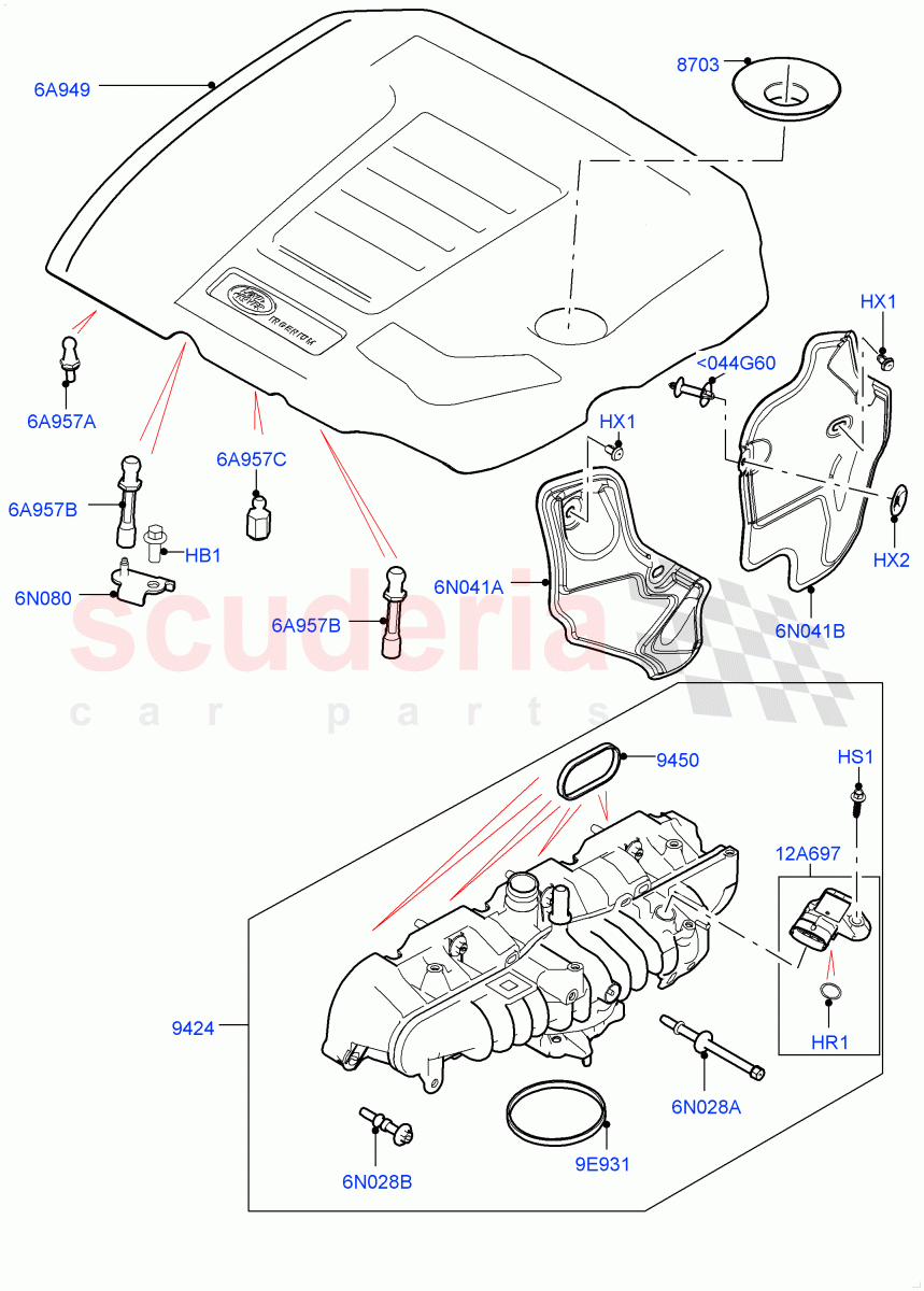 Inlet Manifold(2.0L I4 Mid DOHC AJ200 Petrol,2.0L I4 High DOHC AJ200 Petrol) of Land Rover Land Rover Range Rover Velar (2017+) [2.0 Turbo Petrol AJ200P]