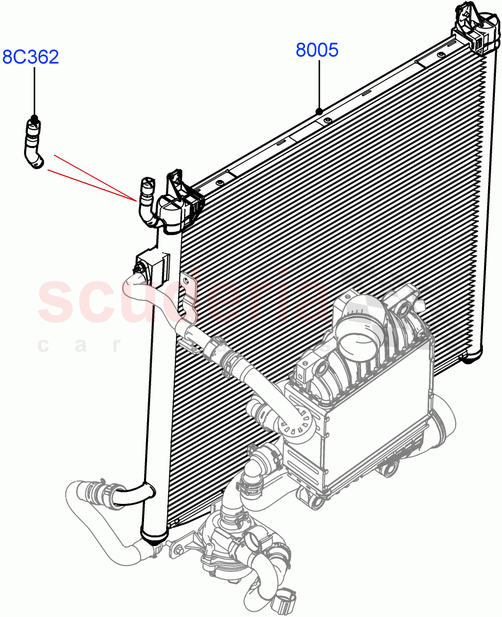 Radiator/Coolant Overflow Container(Water Charge Air Cooler, Intercooler Radiator, Nitra Plant Build)(2.0L I4 High DOHC AJ200 Petrol) of Land Rover Land Rover Defender (2020+) [2.0 Turbo Petrol AJ200P]