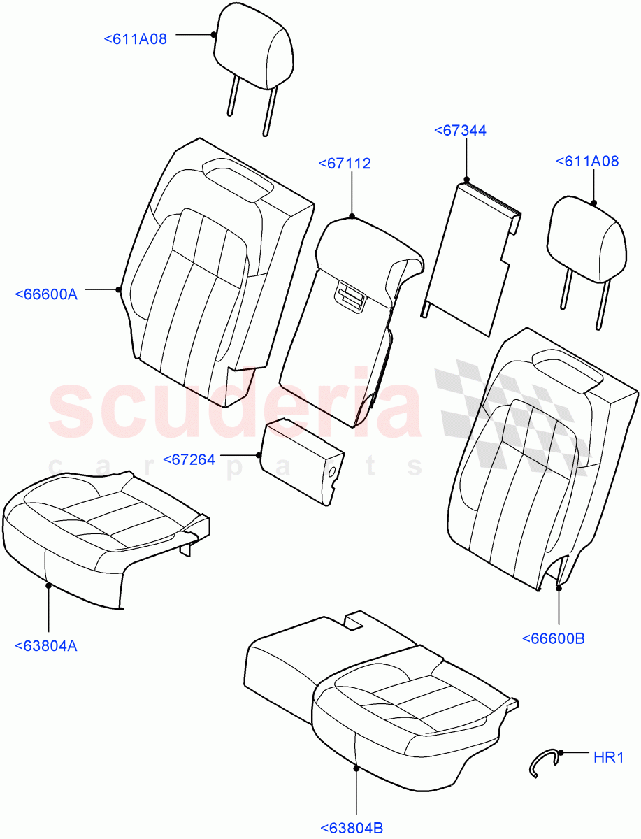 Rear Seat Covers(Semi Aniline Leather Perf,Version - Core,Non SVR)((V)FROMJA000001) of Land Rover Land Rover Range Rover Sport (2014+) [3.0 I6 Turbo Diesel AJ20D6]