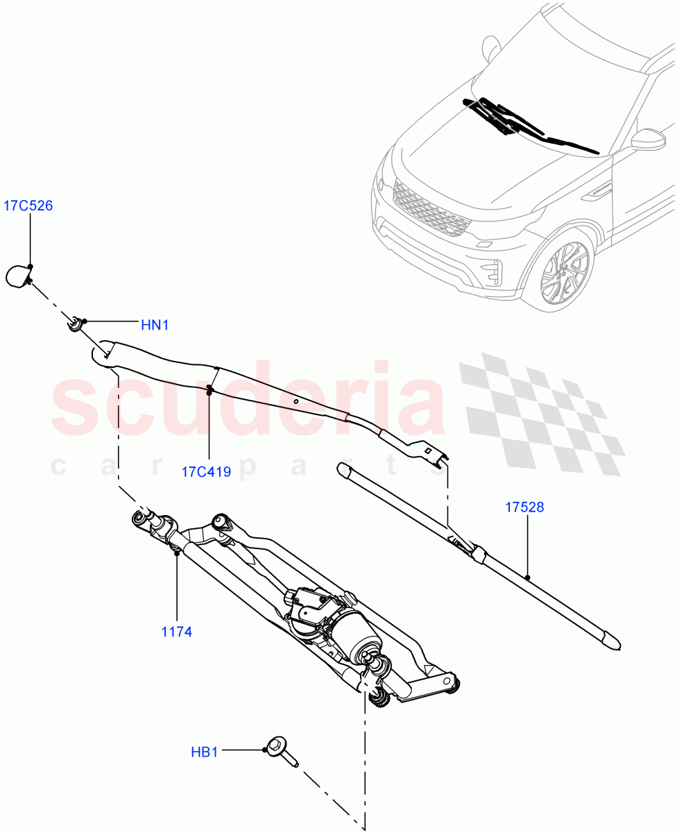 Windscreen Wiper(Nitra Plant Build)((V)FROMK2000001) of Land Rover Land Rover Discovery 5 (2017+) [3.0 Diesel 24V DOHC TC]