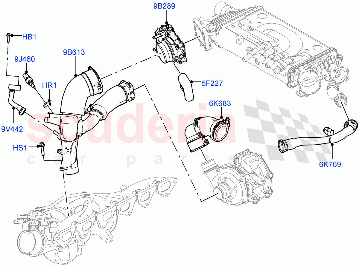 Intercooler/Air Ducts And Hoses(Air Ducts And Hoses, Nitra Plant Build)(3.0L AJ20P6 Petrol High)((V)TOL2999999) of Land Rover Land Rover Defender (2020+) [3.0 I6 Turbo Petrol AJ20P6]