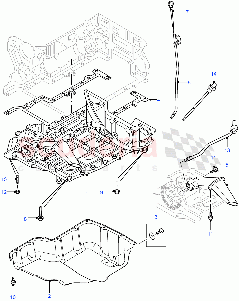 Oil Pan/Oil Level Indicator(2.2L 16V TC I4 DSL 122PS PUMA)((V)FROMCA000001) of Land Rover Land Rover Defender (2007-2016)