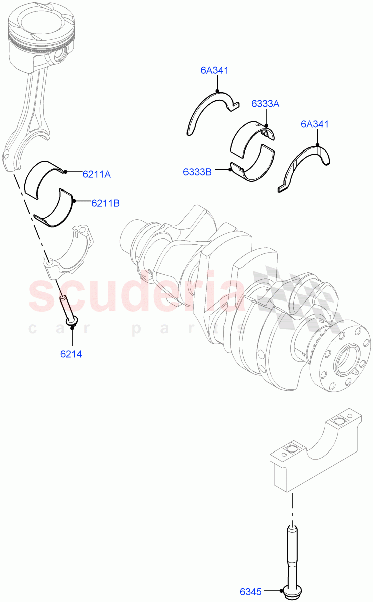 Crankshaft/Pistons And Bearings(1.5L AJ20P3 Petrol High,Changsu (China),1.5L AJ20P3 Petrol High PHEV) of Land Rover Land Rover Range Rover Evoque (2019+) [1.5 I3 Turbo Petrol AJ20P3]