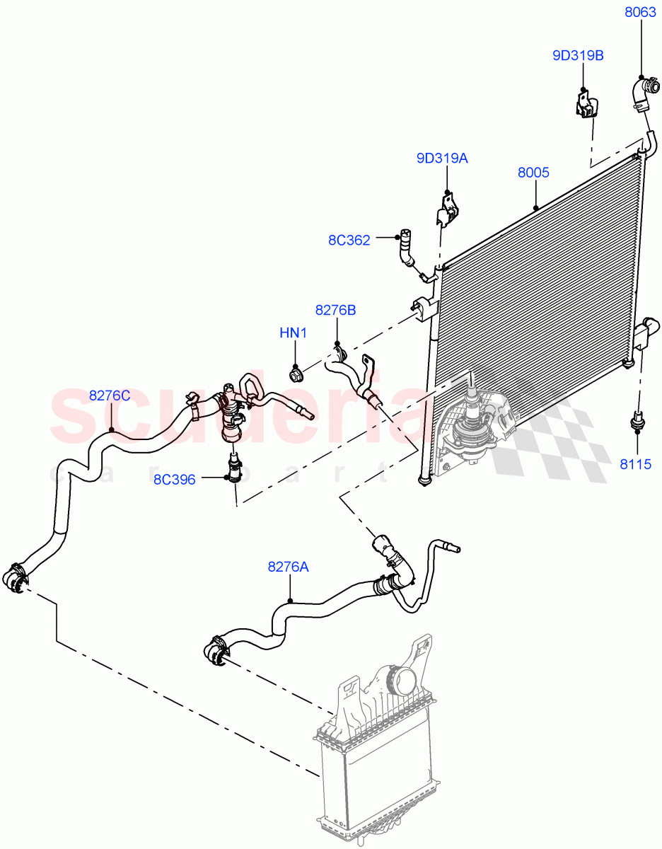 Radiator/Coolant Overflow Container(Intercooler Radiator, Water Charge Air Cooler, Solihull Plant Build)(3.0 V6 Diesel)((V)FROMHA000001) of Land Rover Land Rover Discovery 5 (2017+) [3.0 Diesel 24V DOHC TC]