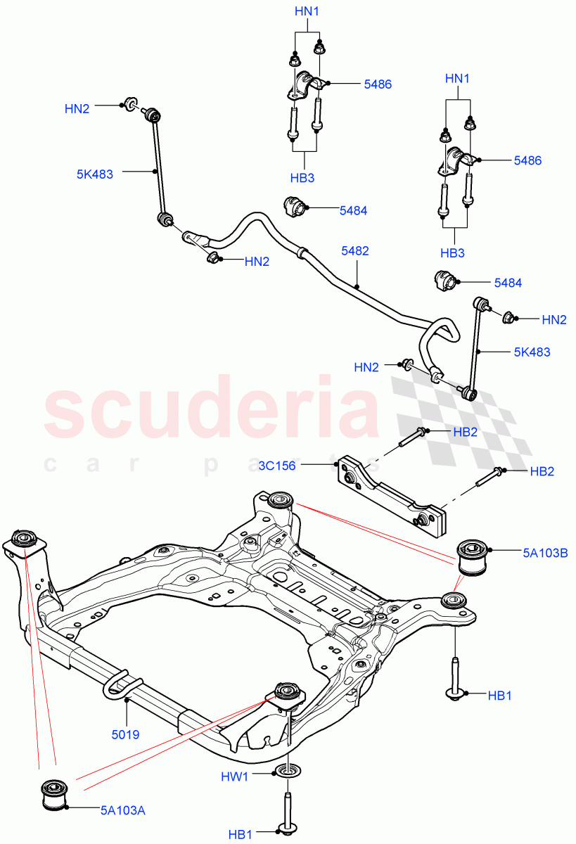 Front Cross Member & Stabilizer Bar(Halewood (UK))((V)TOKH999999) of Land Rover Land Rover Discovery Sport (2015+) [2.0 Turbo Petrol GTDI]