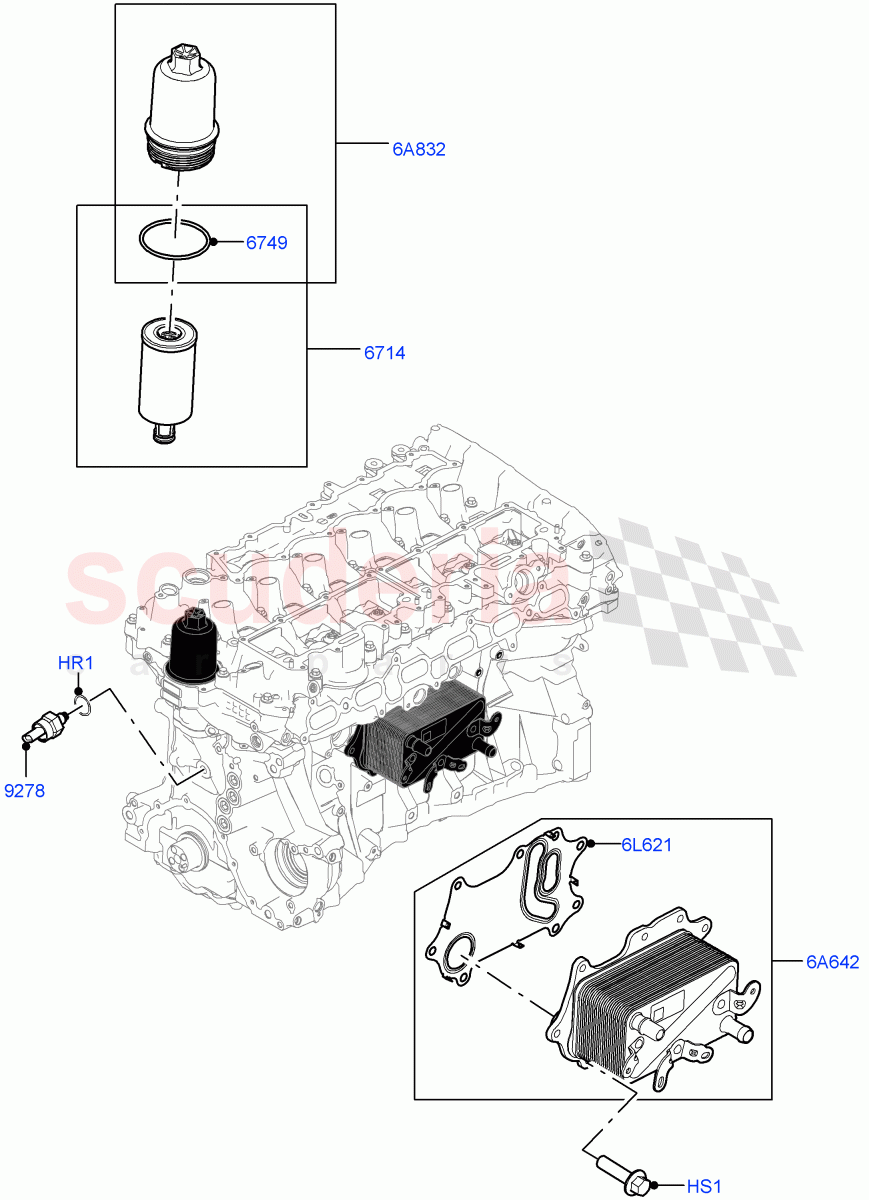 Oil Cooler And Filter(Nitra Plant Build)(3.0L AJ20P6 Petrol High)((V)FROML2000001) of Land Rover Land Rover Discovery 5 (2017+) [3.0 I6 Turbo Petrol AJ20P6]