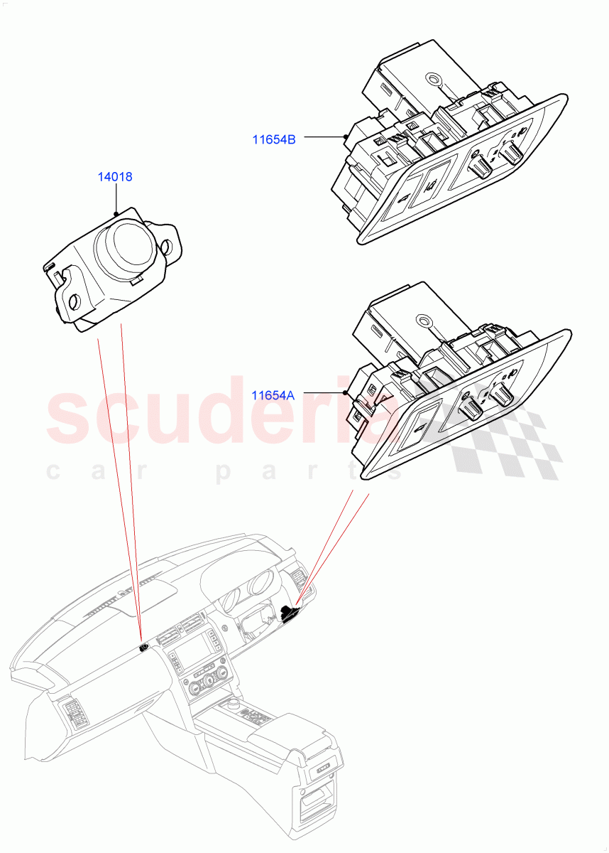 Switches(Auxiliary Unit, Solihull Plant Build)((V)FROMHA000001) of Land Rover Land Rover Discovery 5 (2017+) [3.0 I6 Turbo Diesel AJ20D6]