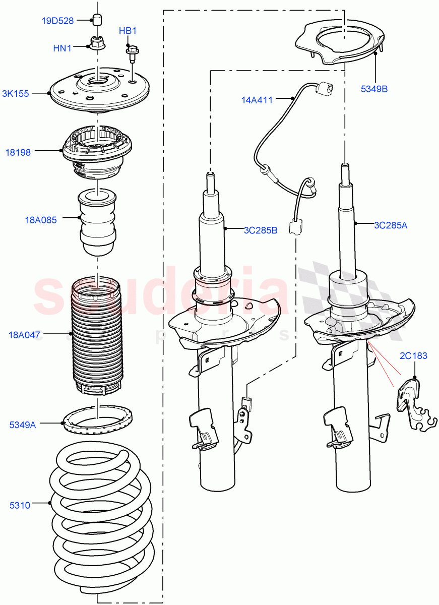 Front Suspension Struts And Springs(Itatiaia (Brazil)) of Land Rover Land Rover Range Rover Evoque (2019+) [1.5 I3 Turbo Petrol AJ20P3]