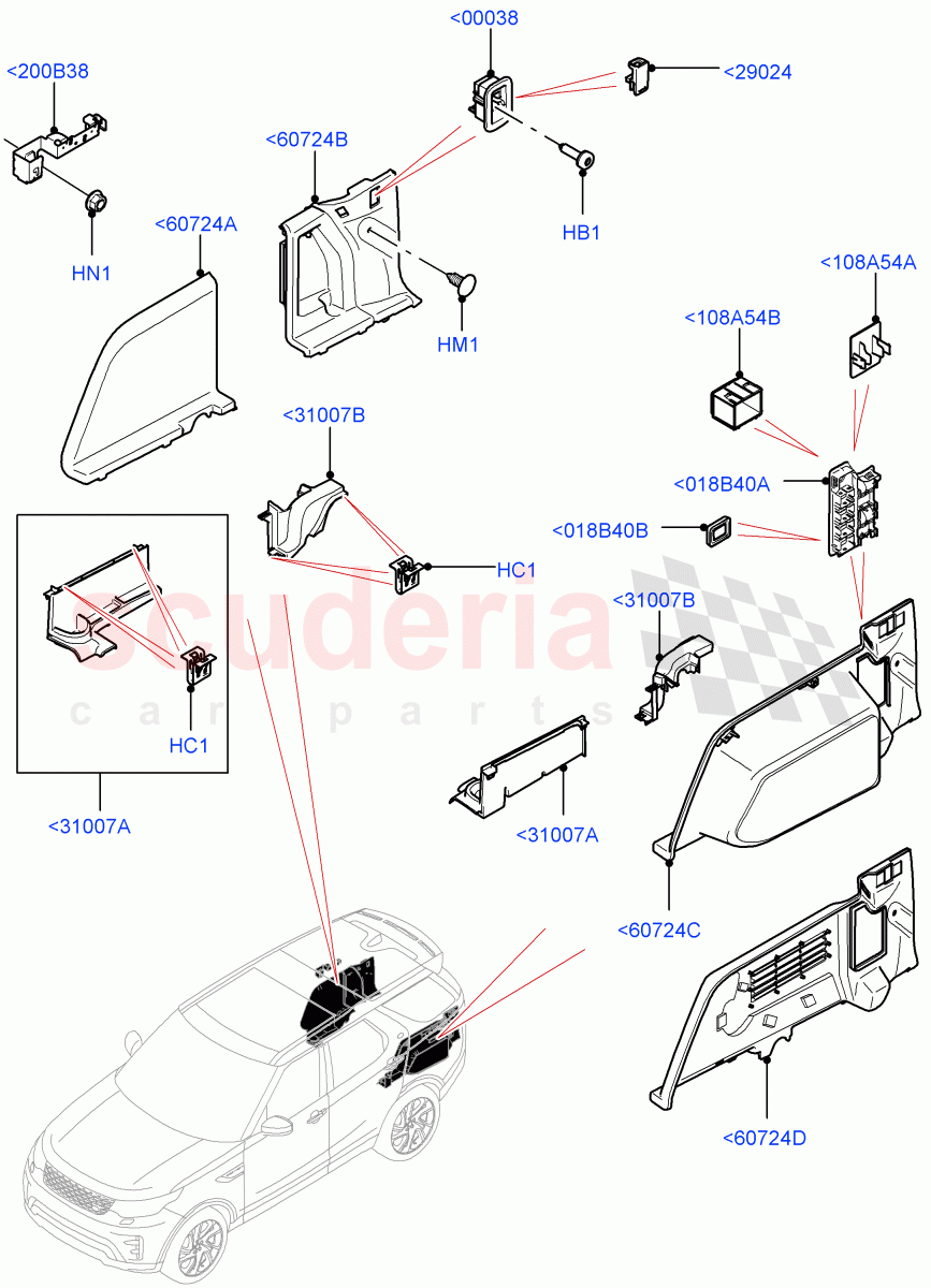 Side Trim(Solihull Plant Build, Luggage Compartment)((V)FROMHA000001) of Land Rover Land Rover Discovery 5 (2017+) [2.0 Turbo Diesel]