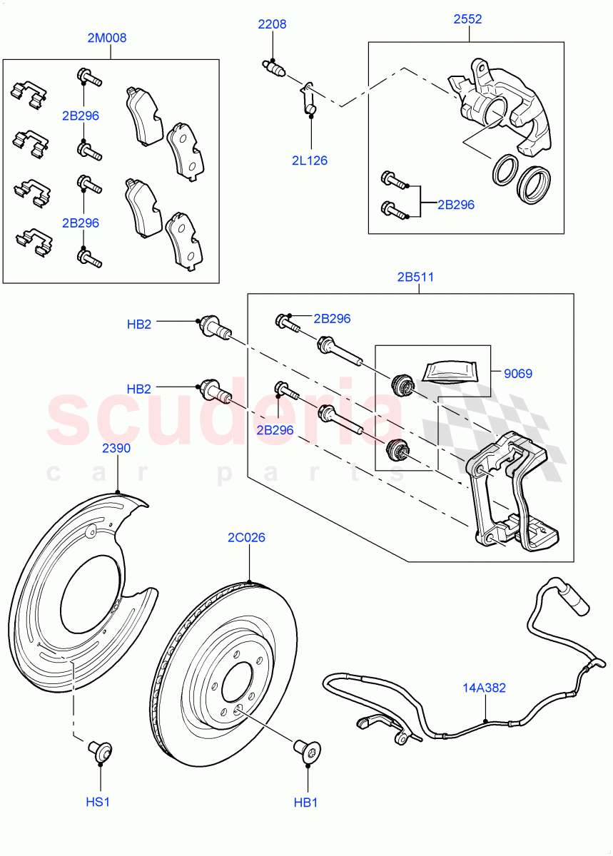 Rear Brake Discs And Calipers (Front Disc And Caliper Size 20) ((V) FROMGA585033, (V) TOGA599999) of Land Rover Land Rover Range Rover Sport (2014+) [3.0 DOHC GDI SC V6 Petrol]