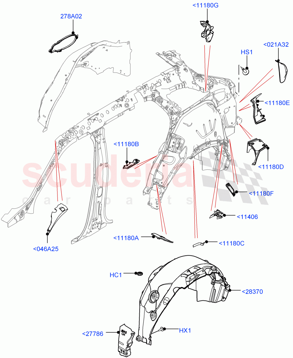 Side Panels - Inner(Wheelarch) of Land Rover Land Rover Range Rover Velar (2017+) [2.0 Turbo Petrol AJ200P]