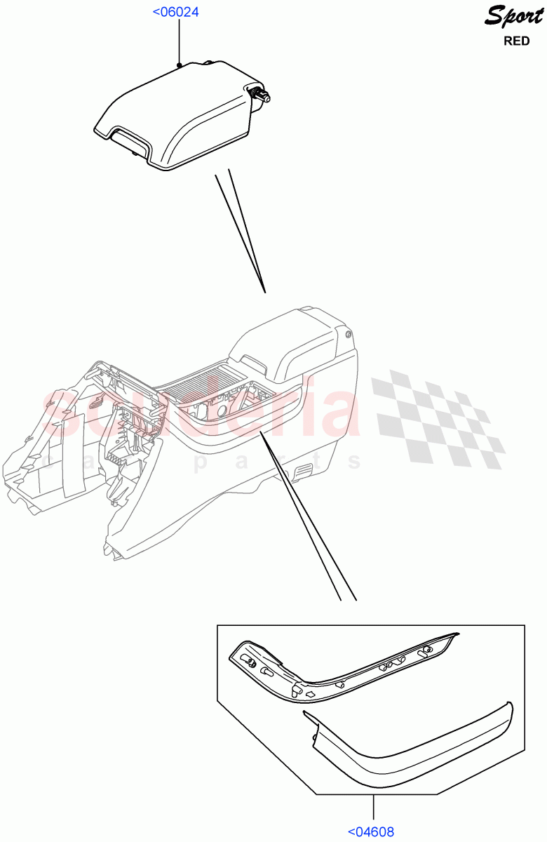 Console - Floor(For Stowage Boxes And Lids)(Red Sport LE)((V)FROMDA000001) of Land Rover Land Rover Range Rover Sport (2010-2013) [5.0 OHC SGDI SC V8 Petrol]