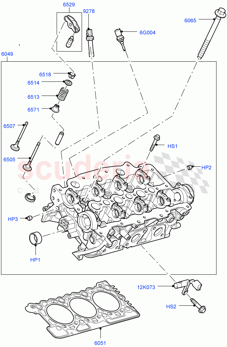 Cylinder Head(Solihull Plant Build)(3.0 V6 D Gen2 Twin Turbo,3.0 V6 D Low MT ROW,3.0 V6 D Gen2 Mono Turbo)((V)FROMFA000001) of Land Rover Land Rover Range Rover (2012-2021) [3.0 Diesel 24V DOHC TC]