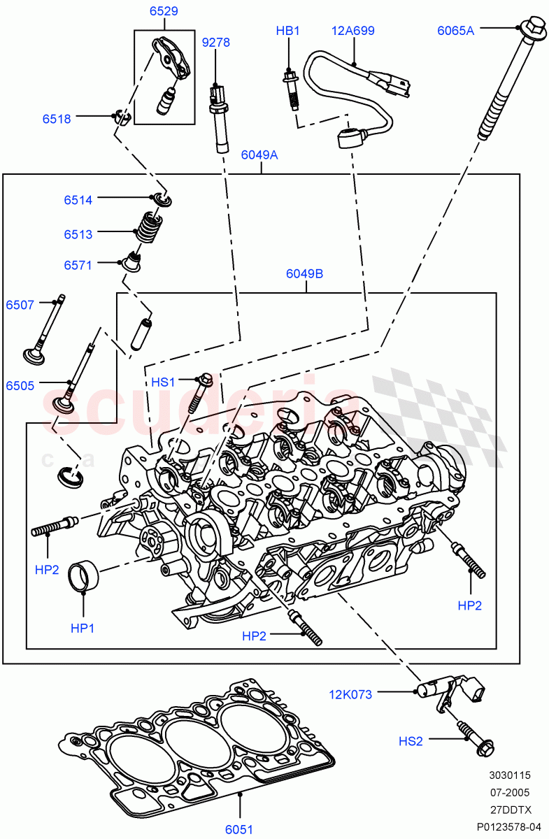 Cylinder Head(Lion Diesel 2.7 V6 (140KW))((V)TO9A999999) of Land Rover Land Rover Range Rover Sport (2005-2009) [2.7 Diesel V6]