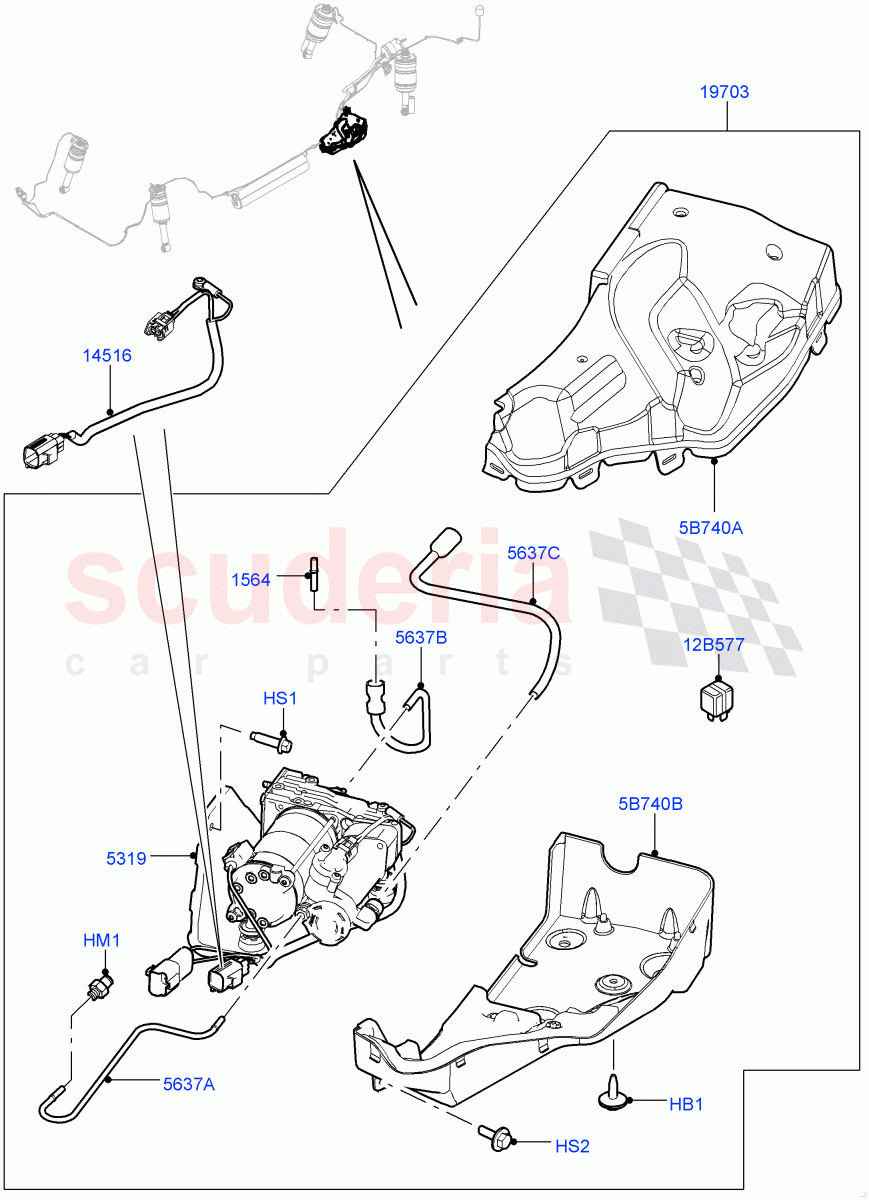 Air Suspension Compressor And Lines (Service Only, Compressor Assy) ((V) FROMAA000001, (V) TODA768550) of Land Rover Land Rover Range Rover Sport (2010-2013) [5.0 OHC SGDI NA V8 Petrol]