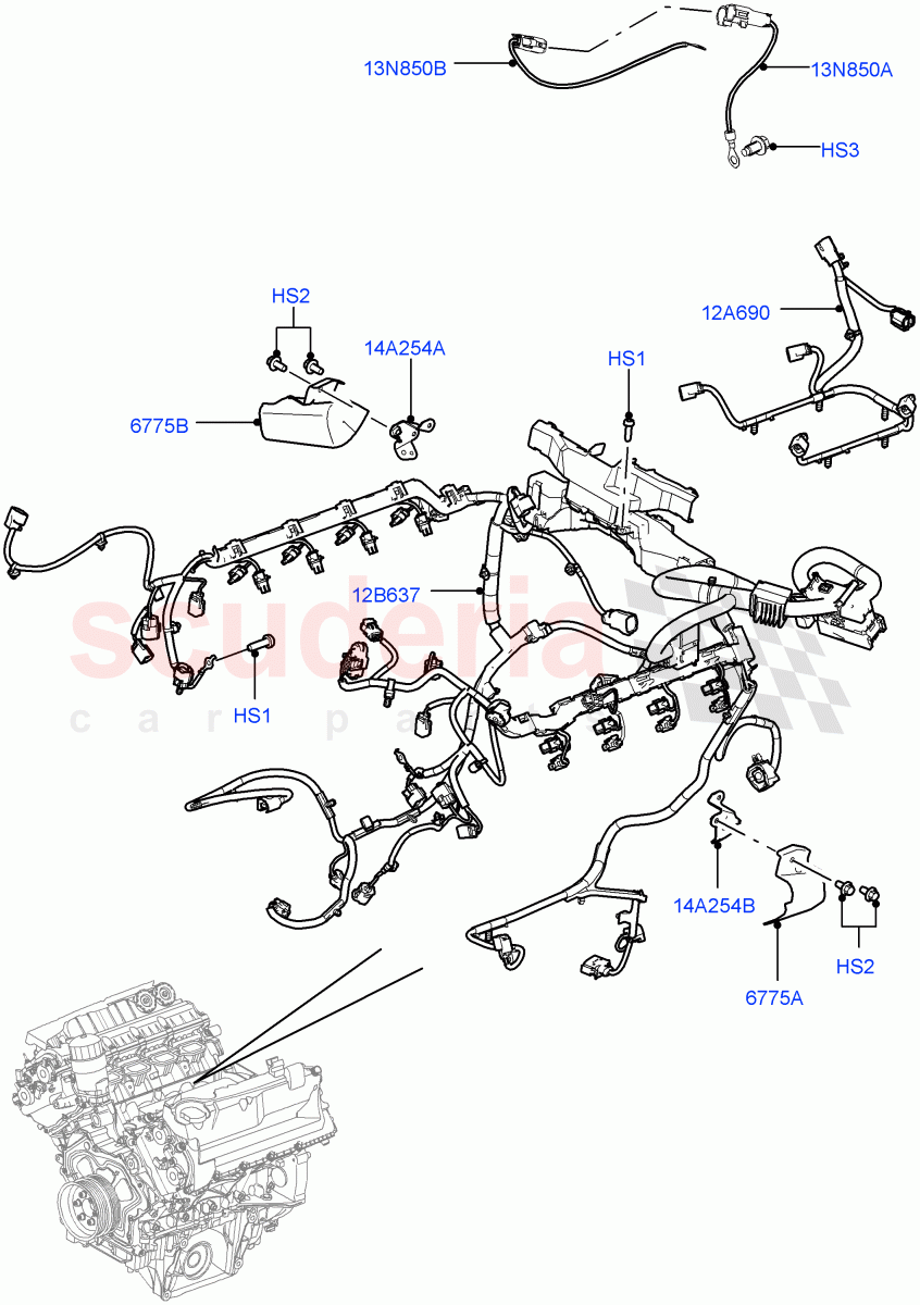 Electrical Wiring - Engine And Dash (Engine) (5.0L OHC SGDI NA V8 Petrol - AJ133) ((V) FROMAA000001) of Land Rover Land Rover Discovery 4 (2010-2016) [5.0 OHC SGDI NA V8 Petrol]